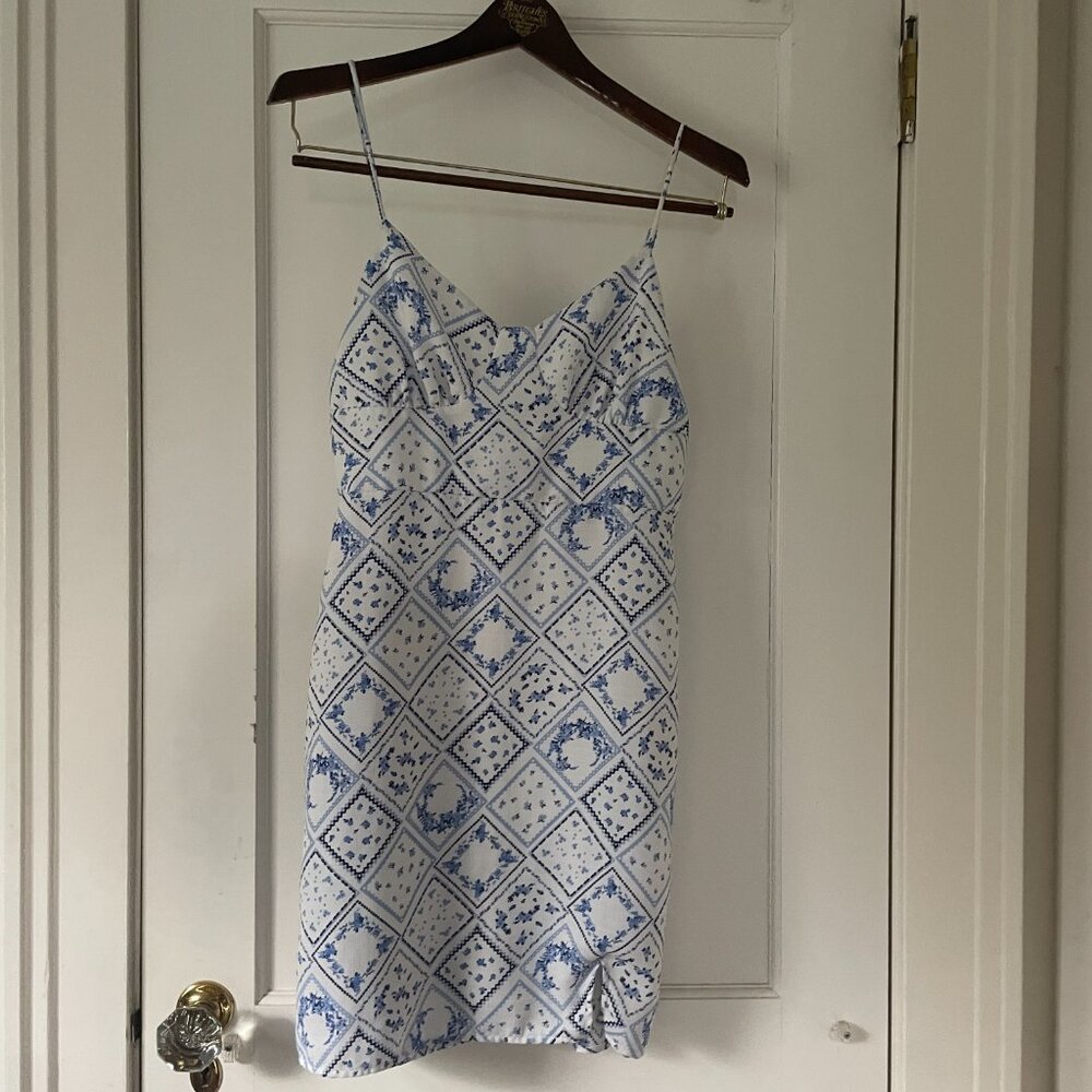 Altar'd State Blue Floral Mini Dress Size Small Spaghetti Straps - Picture 2 of 11